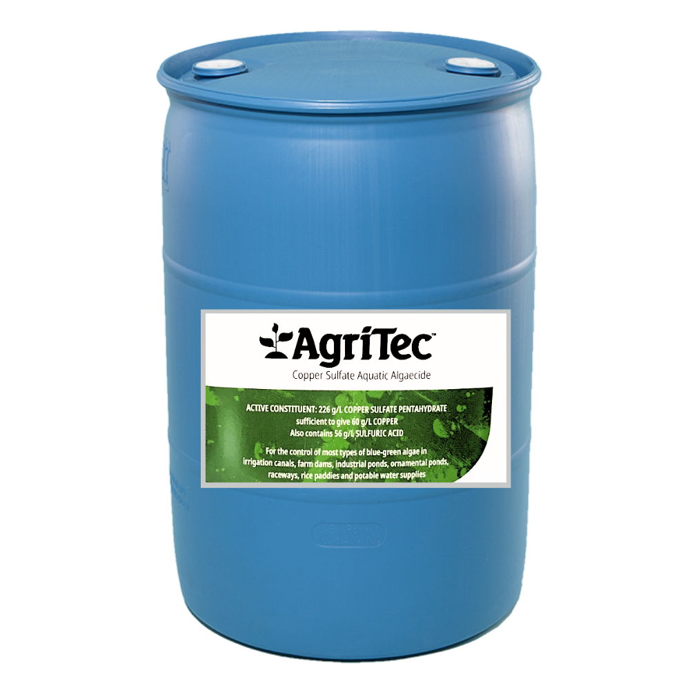 copper sulfate aquatic herbicide AgriTec Algaecide 200L. Copper Sulphate Pentahydrate
