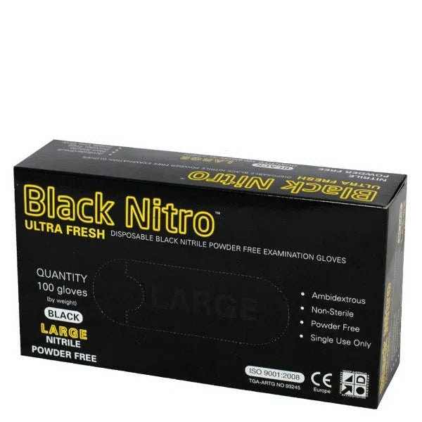 PPE Gear – Box of Disposable Nitrile Safety Gloves - Black (100 Gloves)