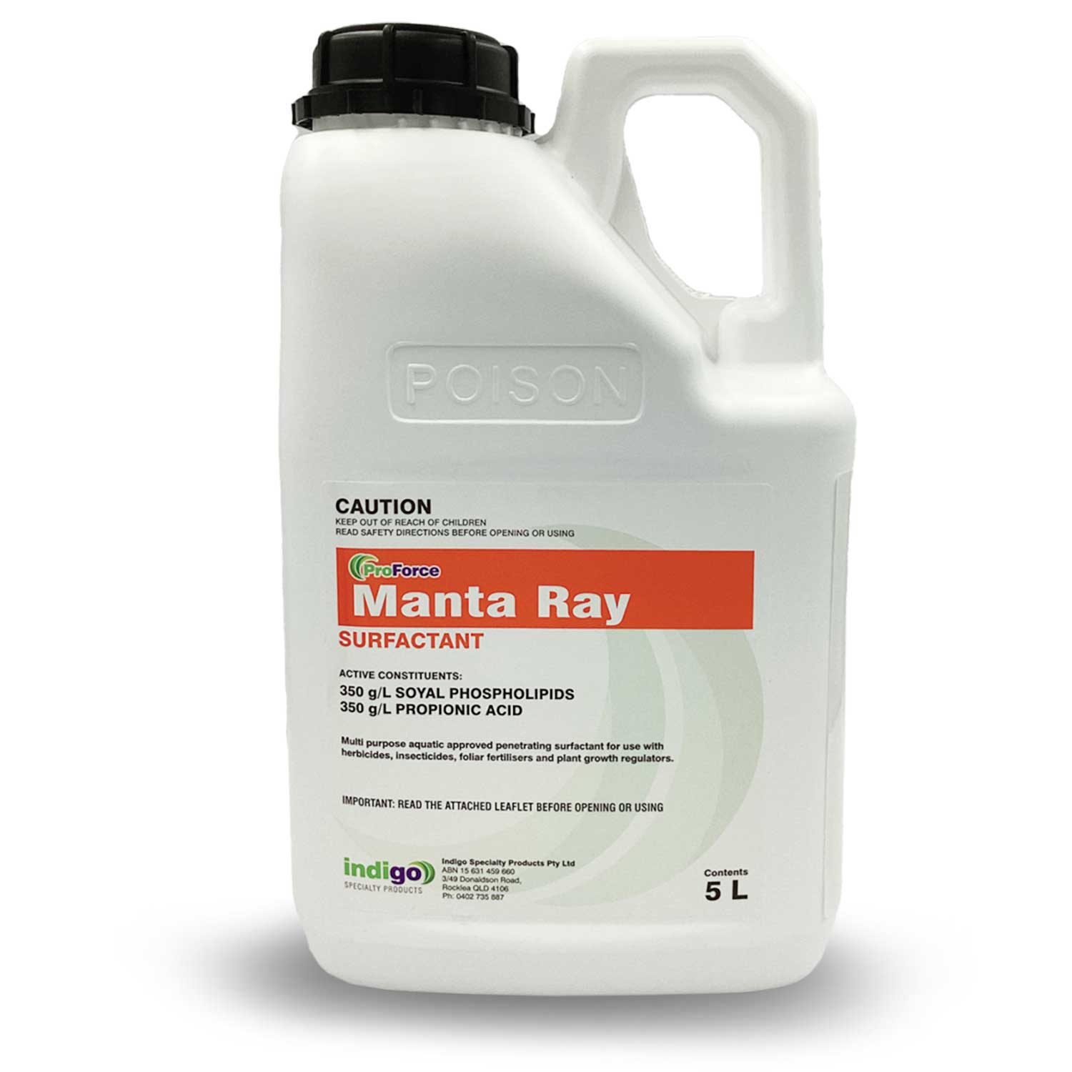 Indigo Monteray (Manta Ray) Aquatic Surfactant Soyal Phospholipids Propionic Acid