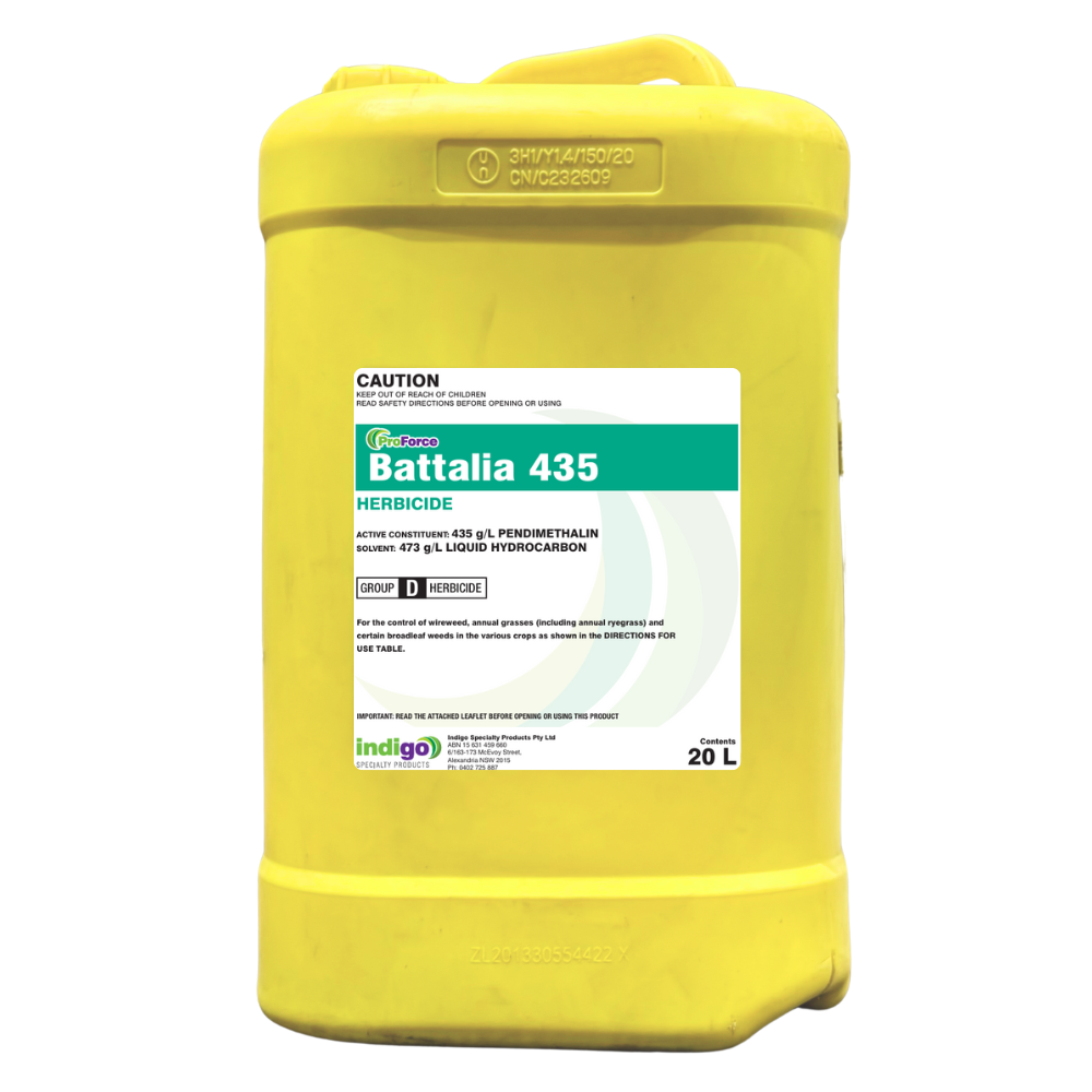 batalium herbicide label Indigo ProForce Battalia 435 20L. Pendimethalin
