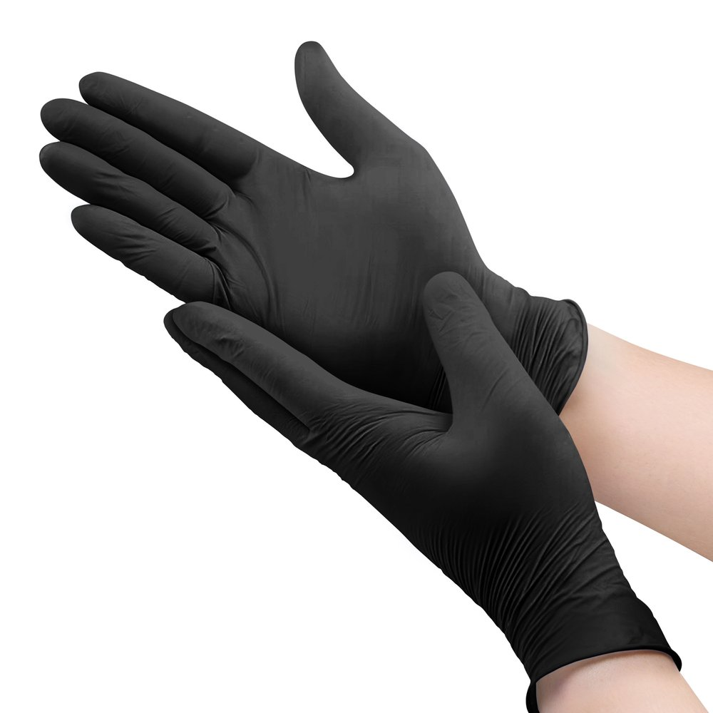 PPE Gear – Box of Disposable Nitrile Safety Gloves - Black (100 Gloves)