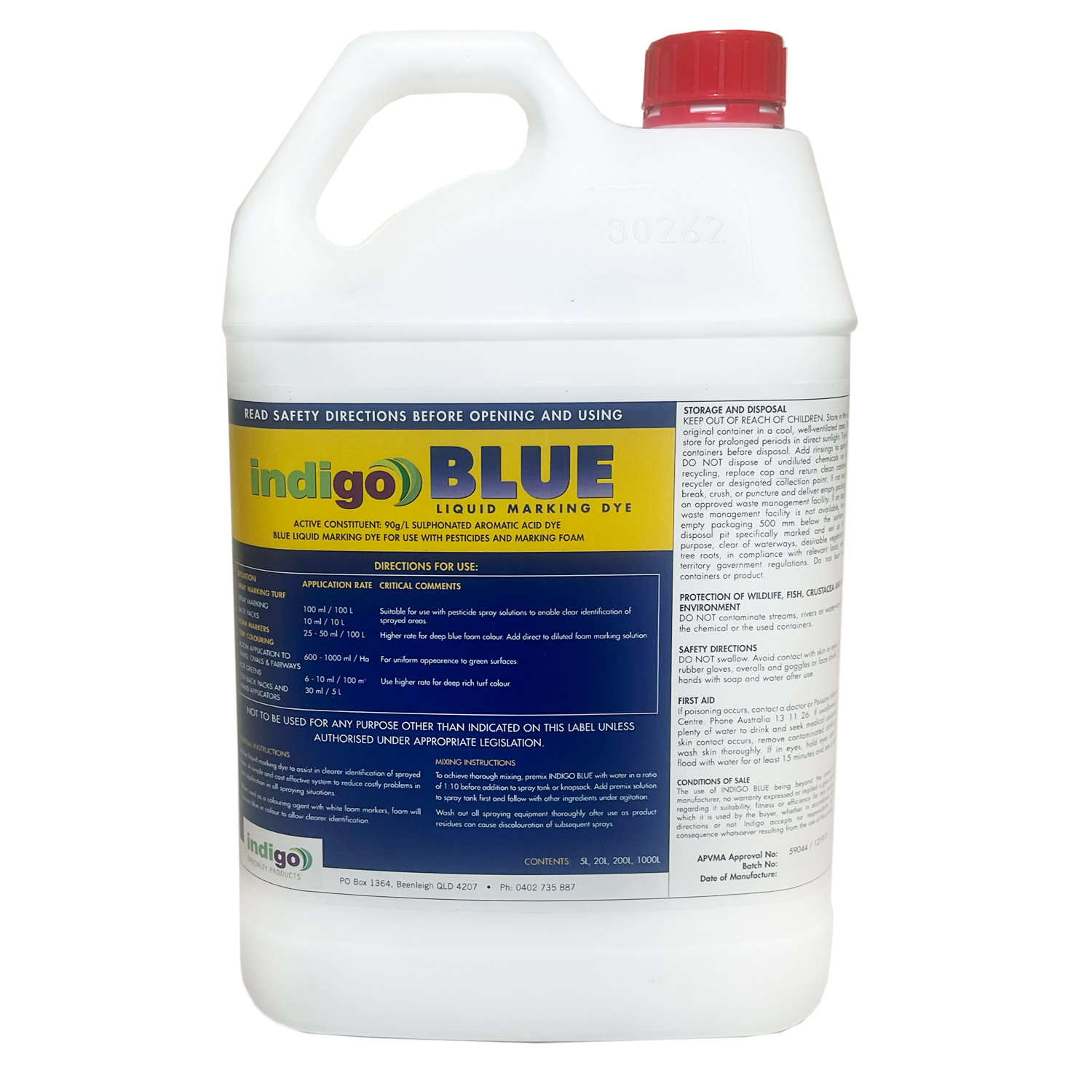 Indigo Blue Spray Marking Dye Sulphonated Aromatic Dye