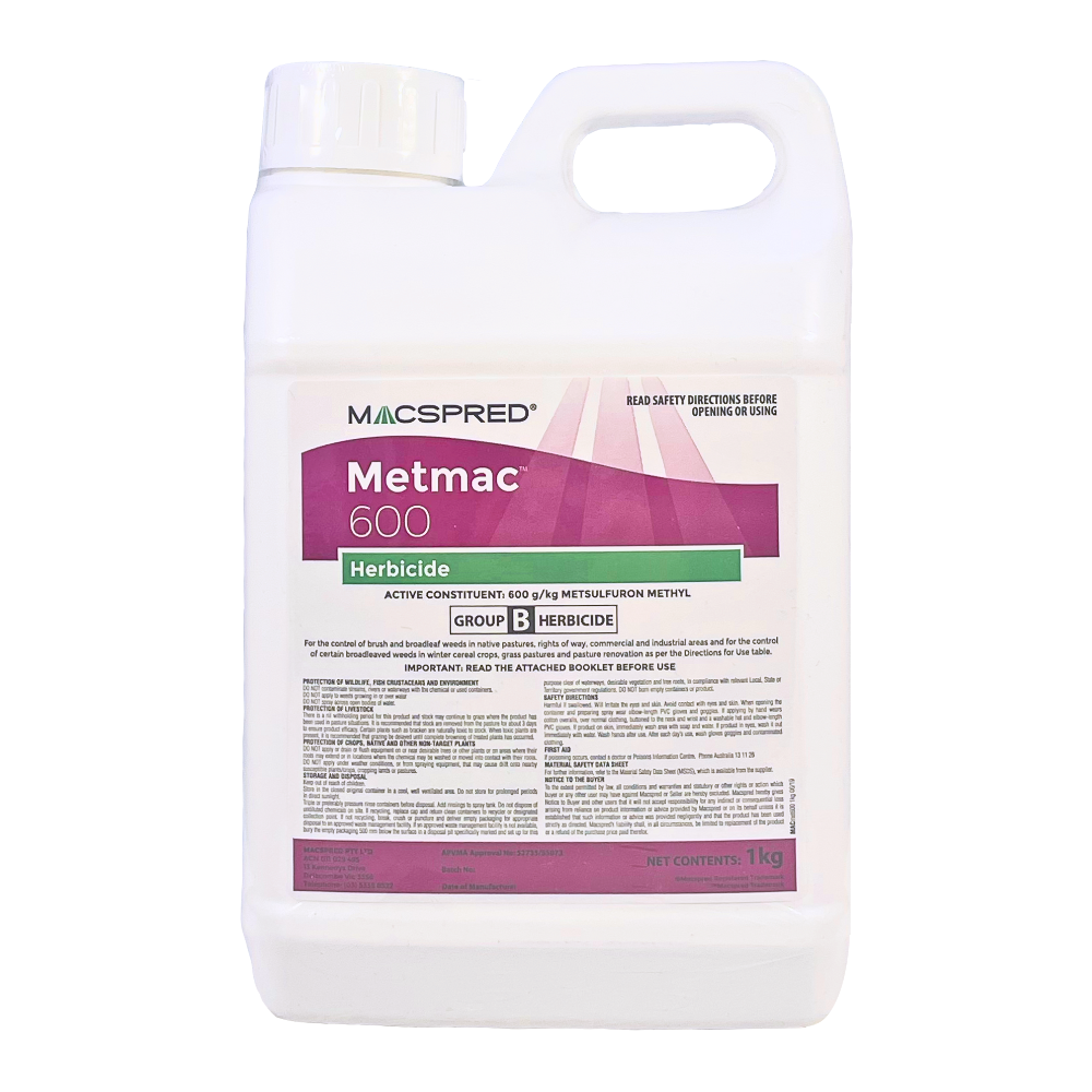 Macspred Metmac 600 WG. Metsulfuron methyl