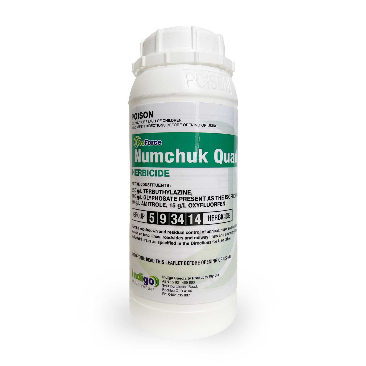 Indigo Numchuk Quad Herbicide Terbuthylazine Glyphosate Amitrole Oxyfluorfen